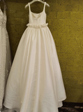 White satin spaghetti straps simple wedding dress HZ1022