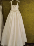 White satin spaghetti straps simple wedding dress HZ1022