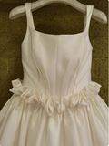 White satin spaghetti straps simple wedding dress HZ1022