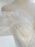 White French one-shoulder A-line satin off-shoulder elegant wedding dress HZ1022