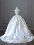Simple and elegant strapless satin floor-length wedding dress HZ1022