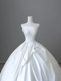 Simple and elegant strapless satin floor-length wedding dress HZ1022