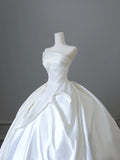 Simple and elegant strapless satin floor-length wedding dress HZ1022