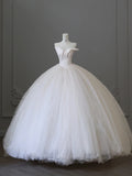 Elegant ivory flowing tulle fluffy princess wedding dress HZ1022
