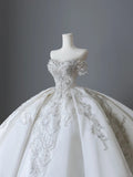 Shiny satin heavy rhinestone beaded vintage floor-length wedding dress HZ1022