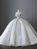 Shiny satin heavy rhinestone beaded vintage floor-length wedding dress HZ1022