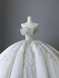 Shiny satin heavy rhinestone beaded vintage floor-length wedding dress HZ1022