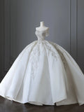 Shiny satin heavy rhinestone beaded vintage floor-length wedding dress HZ1022