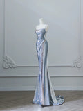 Silver Strap Sequin Mermaid Floor Length Wedding Dress HZ1022