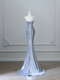 Silver Strap Sequin Mermaid Floor Length Wedding Dress HZ1022