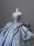 Dreamy Blue Gradient Off-the-shoulder Beaded Luxury Floor-length Wedding Dress HZ1022
