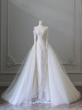 Unique White Elegant Lace Mermaid Wedding Dress HZ1022