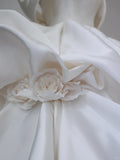 Elegant and simple white satin 3D rose floor-length wedding dress HZ1022