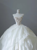 Flowing White Tulle A-Line Floor-Length Wedding Dress HZ1022