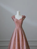 Elegant golden pink A-line wedding dress with sequins HZ1022