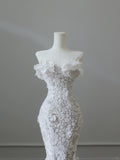 Vintage Lace White Mermaid Floral Wedding Dress HZ1022