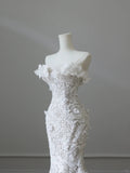 Vintage Lace White Mermaid Floral Wedding Dress HZ1022