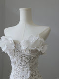 Vintage Lace White Mermaid Floral Wedding Dress HZ1022
