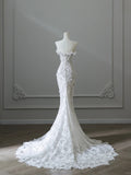 Vintage Lace White Mermaid Floral Wedding Dress HZ1022