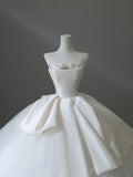 Girly Playful Bow A-line Tulle Satin Floor-length Wedding Dress HZ1022