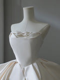 Girly Playful Bow A-line Tulle Satin Floor-length Wedding Dress HZ1022