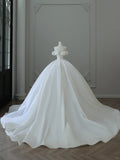 Elegant and simple white strapless satin wedding dress without decoration HZ1022