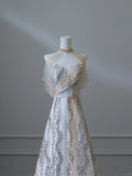 Unique and Elegant Colorblock Shiny Sequin Beaded Off-the-shoulder Floor-length Wedding Dress HZ1022