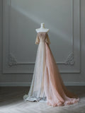 Elegant Champagne Tassel One Shoulder Beaded Prom Dress HZ1022