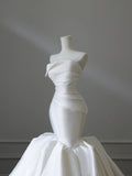 Elegant White Strapless Satin Mermaid Simple Wedding Dress HZ1022