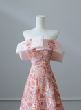 Sweet and lovely pink floral sequined A-line prom dress HZ1022