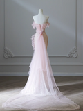 Elegant Pink Mermaid One Shoulder Beaded Prom Dress HZ1022