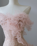 Elegant Pink Mermaid One Shoulder Beaded Prom Dress HZ1022