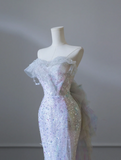 Dreamy Lilac Mermaid Tulle Sequin Prom Dress HZ1022