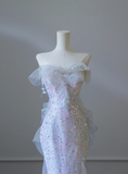 Dreamy Lilac Mermaid Tulle Sequin Prom Dress HZ1022