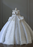 Vintage French Palace Long Sleeve Lace Beaded Luxury Floor-Length Wedding Dress HZ1022