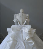 Vintage French Palace Long Sleeve Lace Beaded Luxury Floor-Length Wedding Dress HZ1022