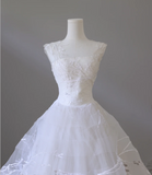 Flowing White Sleeveless Tulle Simple Wedding Dress HZ1022