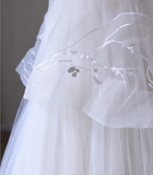Flowing White Sleeveless Tulle Simple Wedding Dress HZ1022