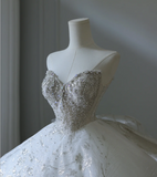 Dreamy Princess Strapless Rhinestone Back Strap Floor-Length Wedding Dress HZ1022
