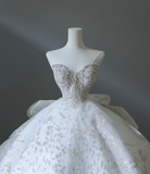 Dreamy Princess Strapless Rhinestone Back Strap Floor-Length Wedding Dress HZ1022