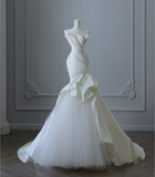 Simple High-end Mermaid Strapless Satin Wedding Dress HZ1022