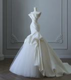 Simple High-end Mermaid Strapless Satin Wedding Dress HZ1022