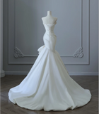Simple High-end Mermaid Strapless Satin Wedding Dress HZ1022