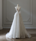 Elegant Round Neck Sleeveless Tulle A-Line Wedding Dress HZ1022