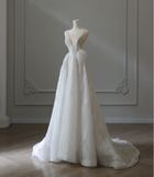 Elegant Round Neck Sleeveless Tulle A-Line Wedding Dress HZ1022