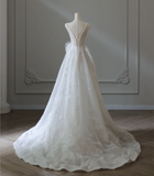 Elegant Round Neck Sleeveless Tulle A-Line Wedding Dress HZ1022
