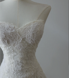 Elegant White Strapless Lace Tulle A-Line Wedding Dress HZ1022