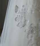 Elegant White Strapless Lace Tulle A-Line Wedding Dress HZ1022