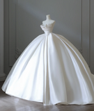 Minimalist Strapless Satin Elegant Floor-Length Wedding Dress HZ1022