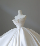 Minimalist Strapless Satin Elegant Floor-Length Wedding Dress HZ1022